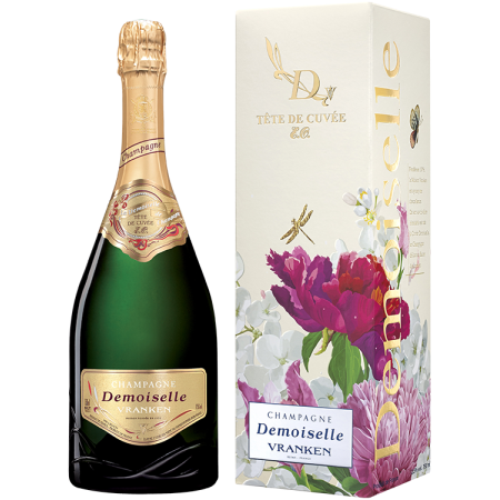 Champanhe Vranken - Demoiselle EO - Brut Tête de Cuvée em caixa Champanhe Branco / Champanhe AOC / 12,5 % vol Champanhe Vranken - Demoiselle EO - Brut Tête de Cuvée em caixa Champanhe Branco / Champanhe AOC / 12,5 % vol